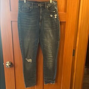 Banana Republic High Rise Distressed Jeans - Dark Blue